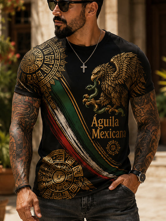 Camiseta patriótica de la impresión del arte del día de independencia mexicano de los hombres