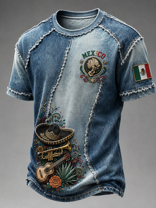 Camiseta con estampado artístico conmemorativo del Día de la Independencia de México para hombre