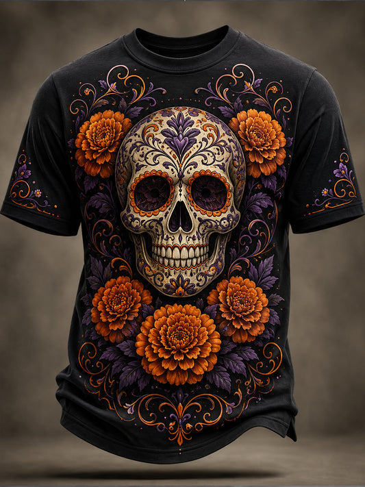 Día mexicano de los hombres de la camiseta conmemorativa muerta de la impresión del arte