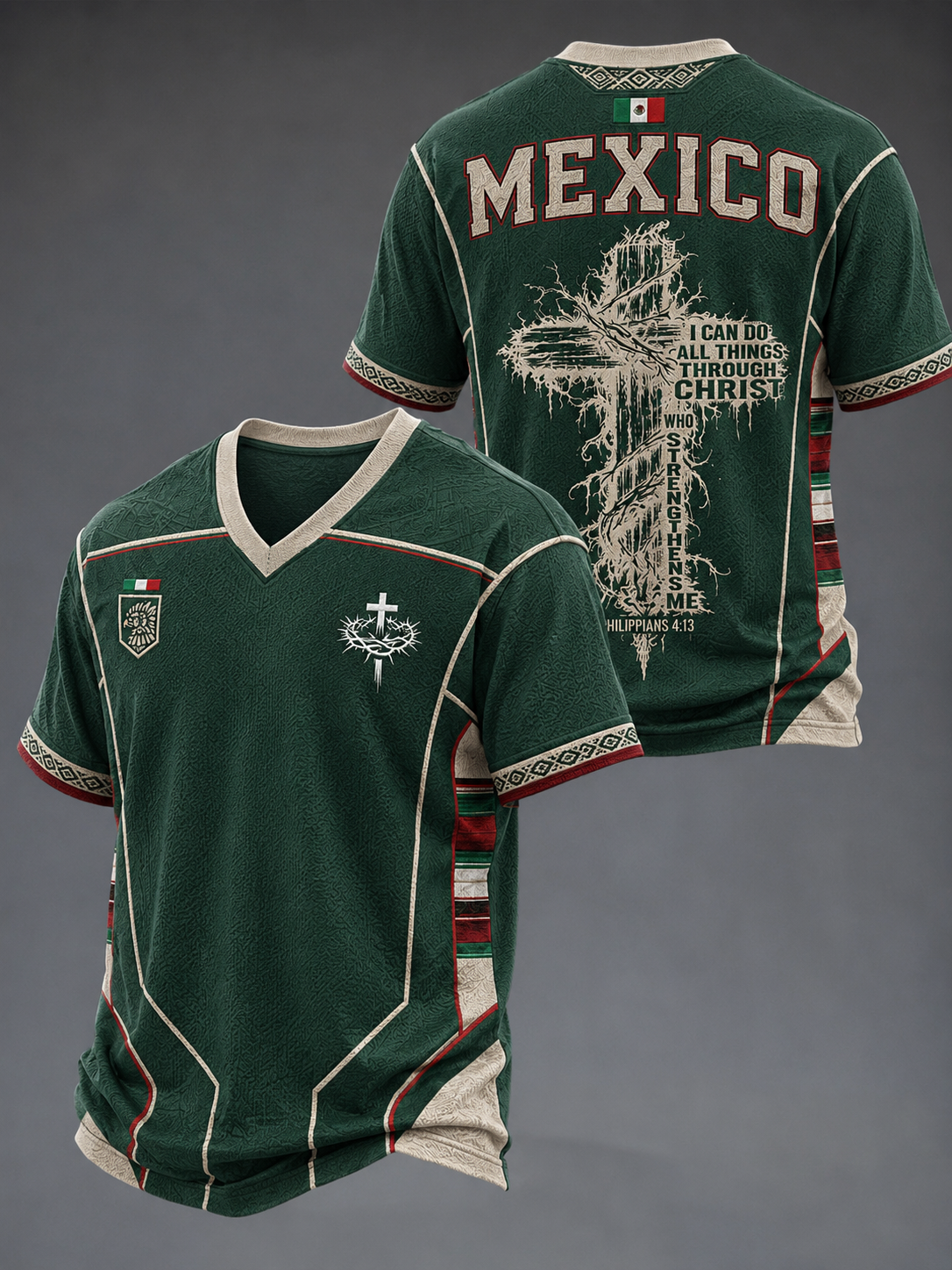 Camiseta con cuello en v Faith In Mexico para hombre