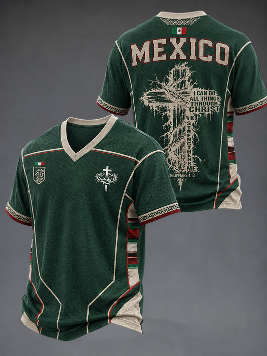 Camiseta con cuello en v Faith In Mexico para hombre