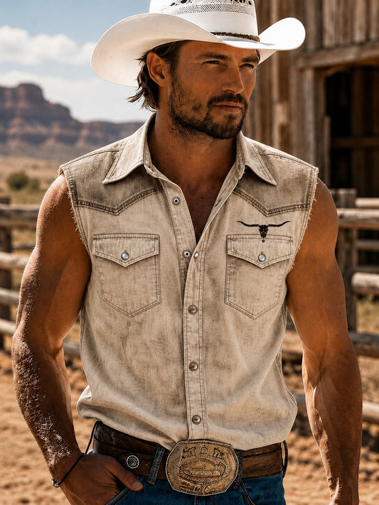 Camisa sin mangas con estampado vaquero para hombre
