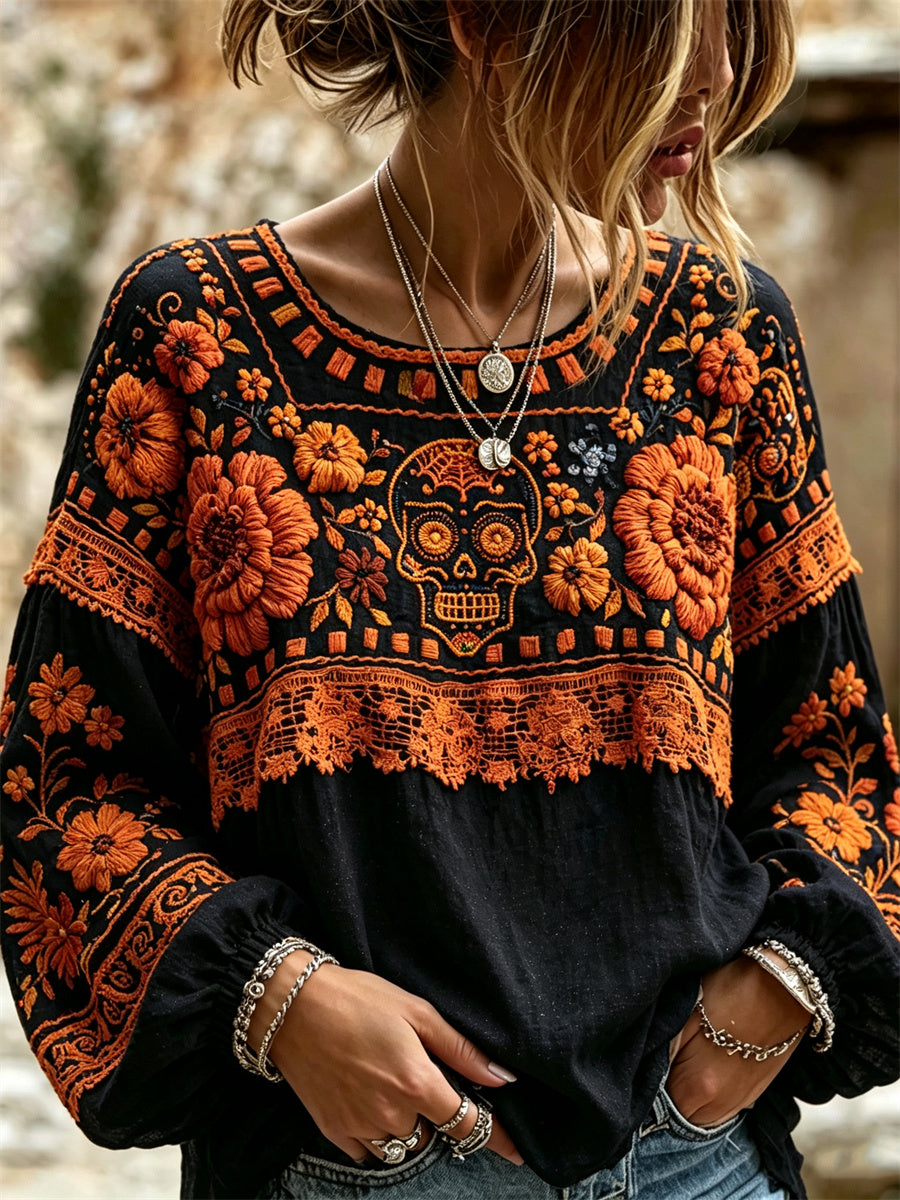 Mujer Algodón-Lino Camisa