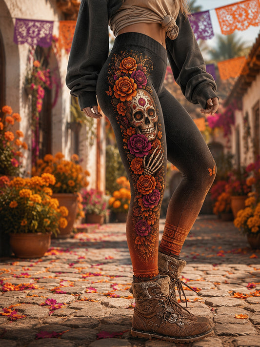Día mexicano de las mujeres de las polainas culturales muertas de la impresión del arte de los elementos