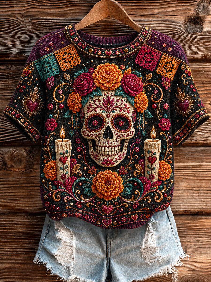 Camisa negra del cráneo de Rose de las mujeres