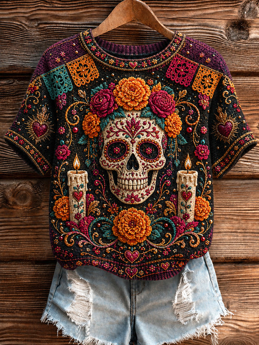 Camisa negra del cráneo de Rose de las mujeres