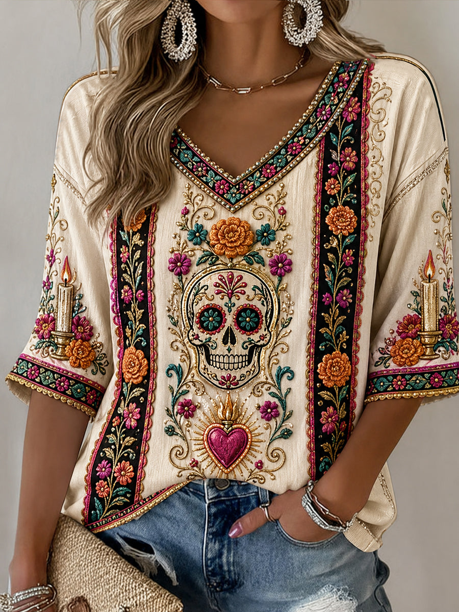 Camiseta de mujer Floral Skeleton