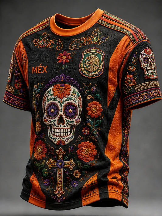Camiseta Día retro del cráneo muerto del azúcar conmemorativo