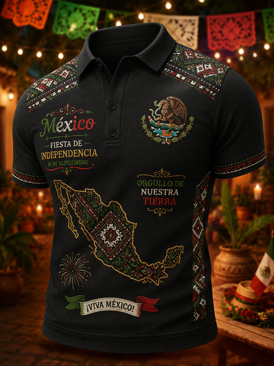Camisa polo de manga corta para hombre con estampado conmemorativo del Día de la Independencia