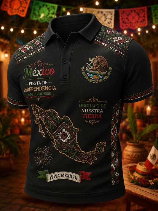 Camisa polo de manga corta para hombre con estampado conmemorativo del Día de la Independencia