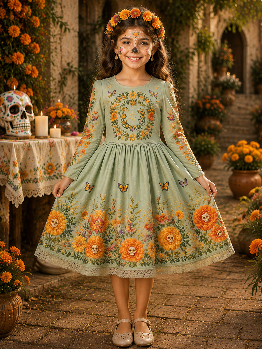Vestido de fantasía de arte popular mexicano colorido