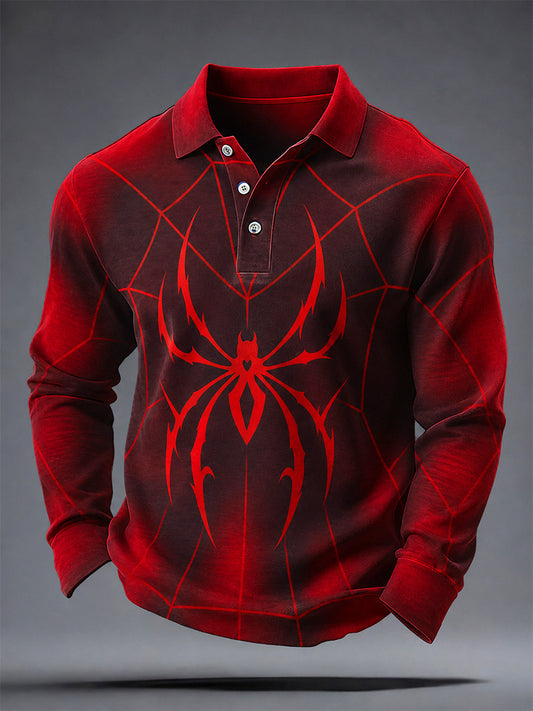 Hombre Polo Casual Estampado Araña