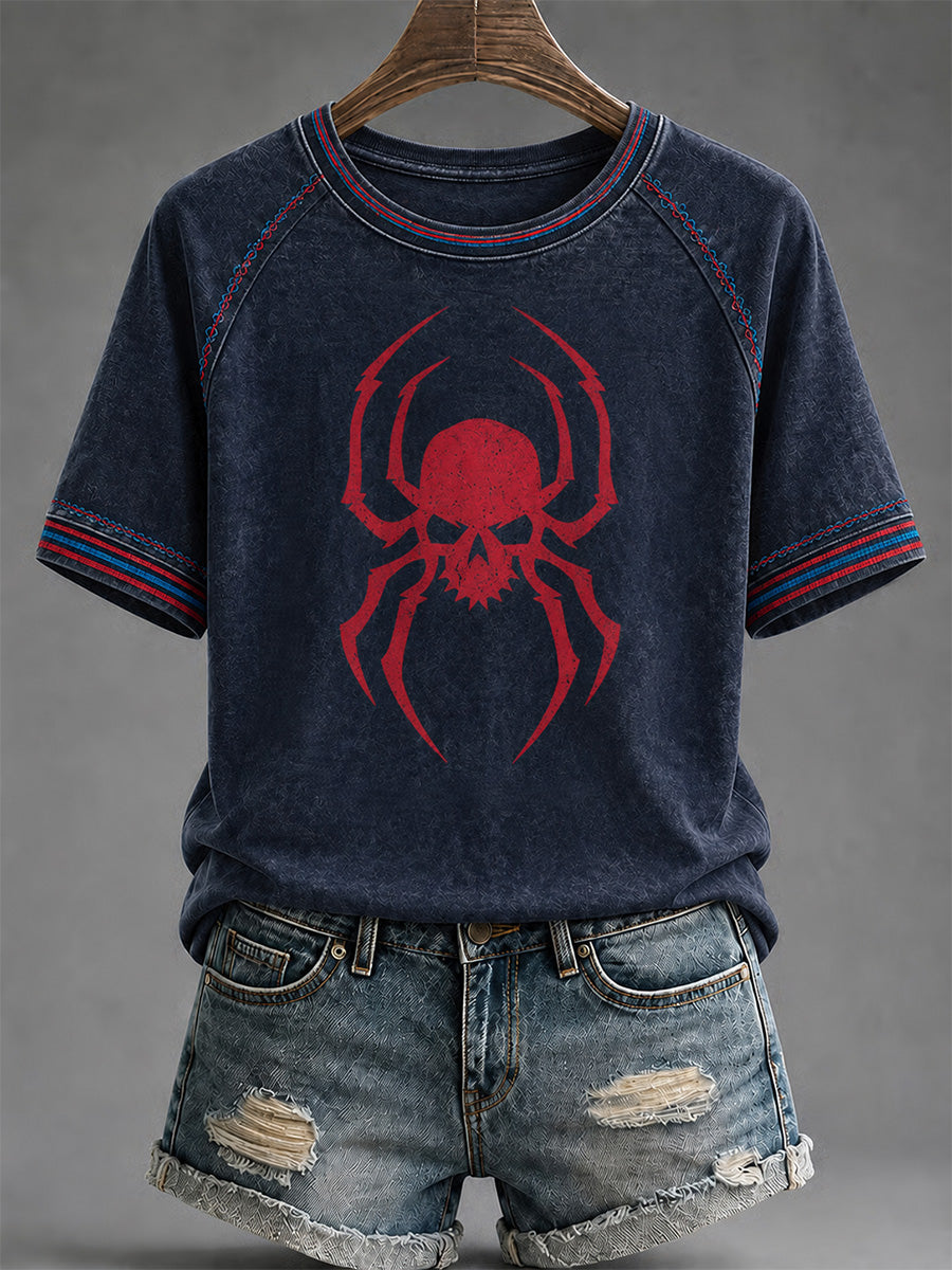 Camiseta informal con estampado de araña para mujer