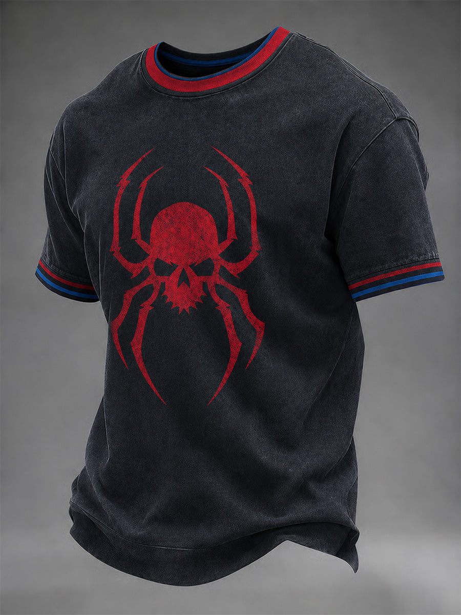 Camiseta casual con estampado de araña para hombre