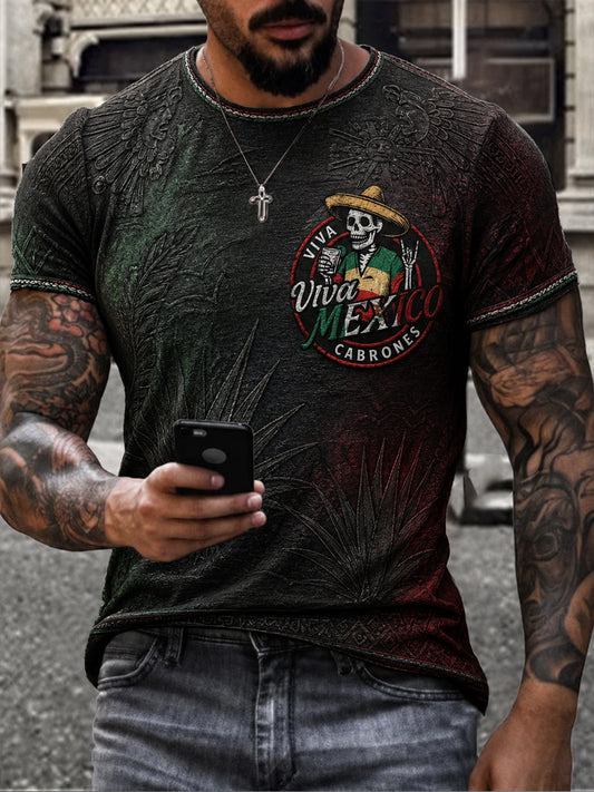 Camiseta estampada con diseño del Día de la Independencia de México para hombre
