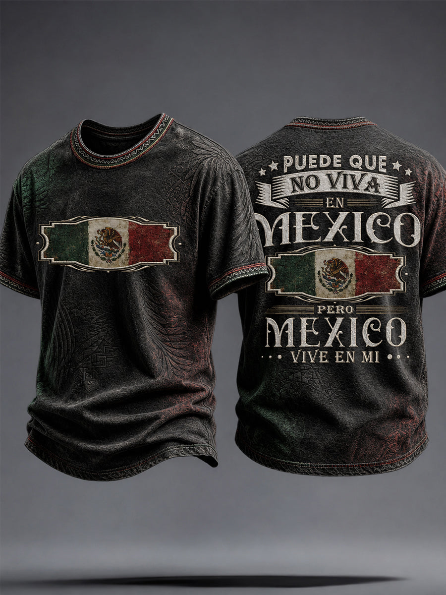 Camiseta estampada con diseño del Día de la Independencia de México para hombre