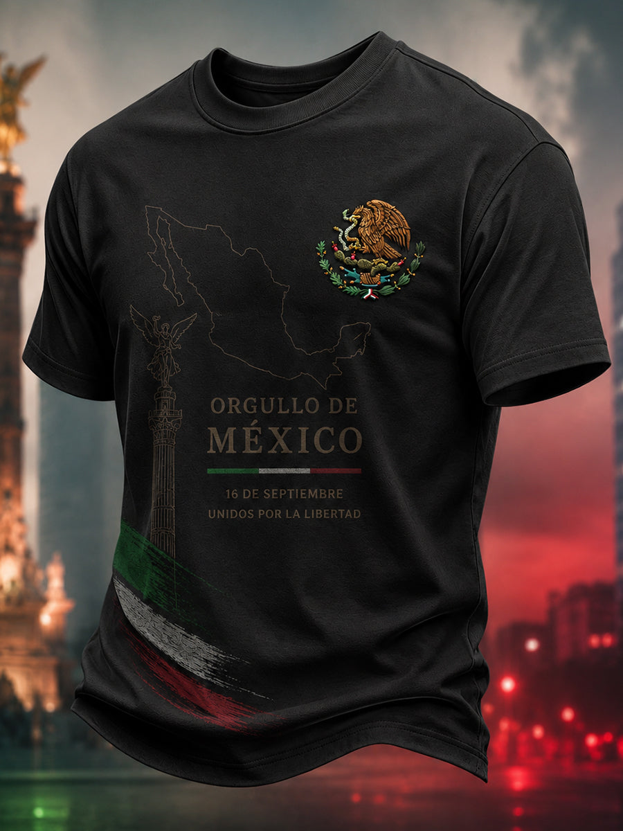 Camiseta de manga corta con estampado para la celebración del Día de la Independencia masculina