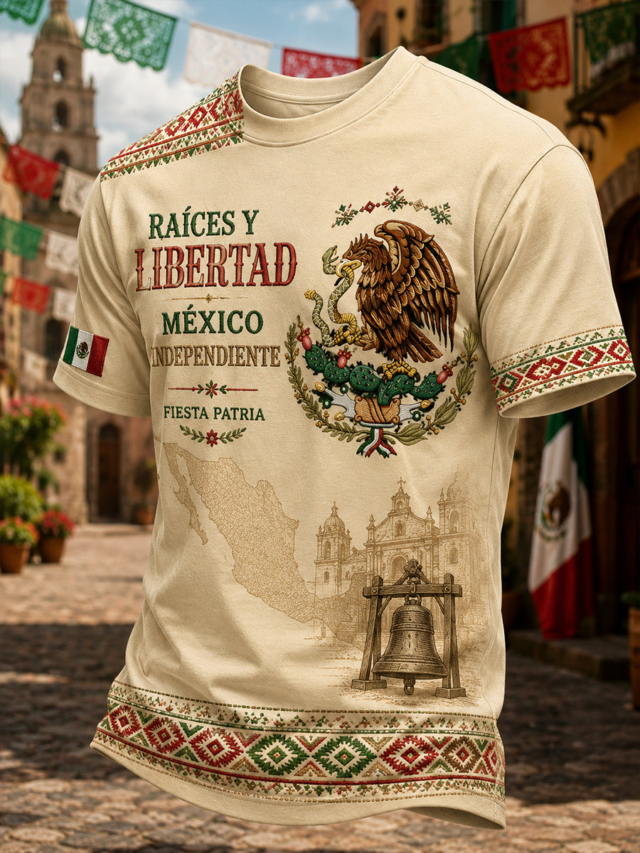 Camiseta gráfica de manga corta Celebración del Día de la Independencia para hombre