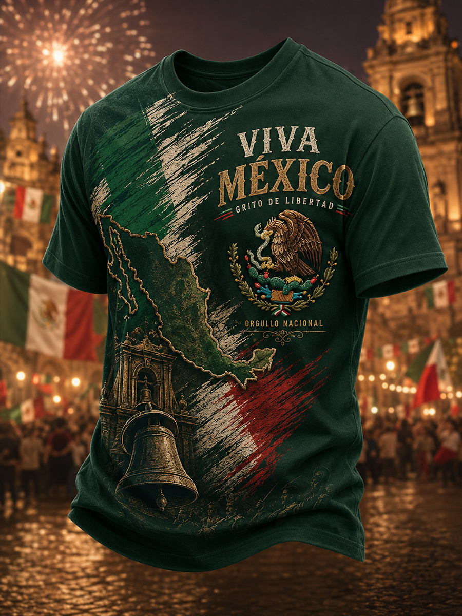 Camiseta de manga corta con estampado para la celebración del Día de la Independencia masculina