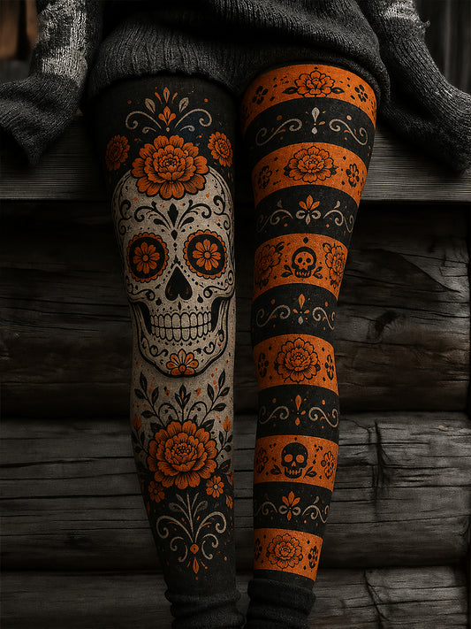 Día mexicano de las mujeres de las polainas temáticas muertas de la impresión del arte
