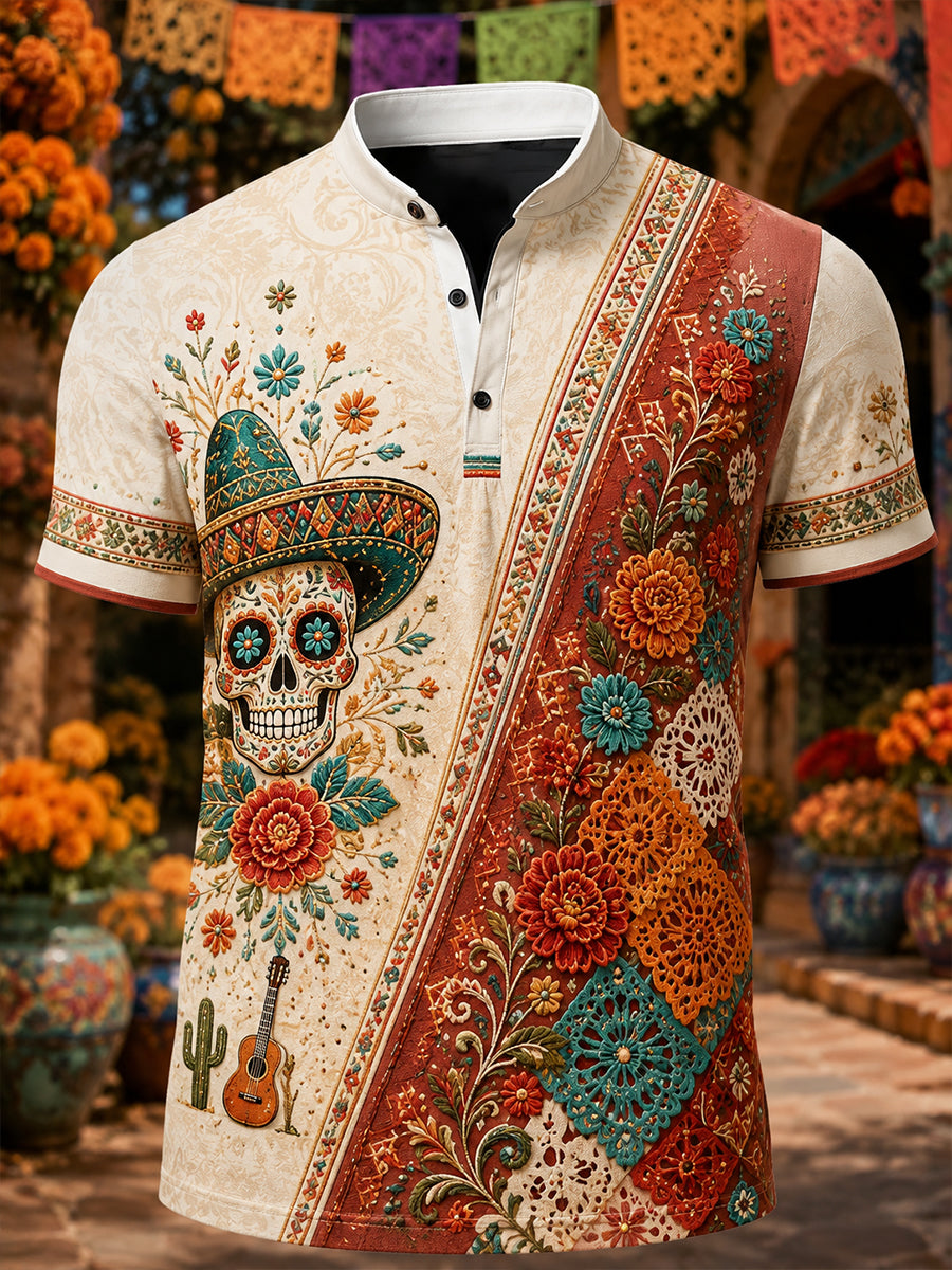Polo de manga corta para hombre exico's Day Of The Dead