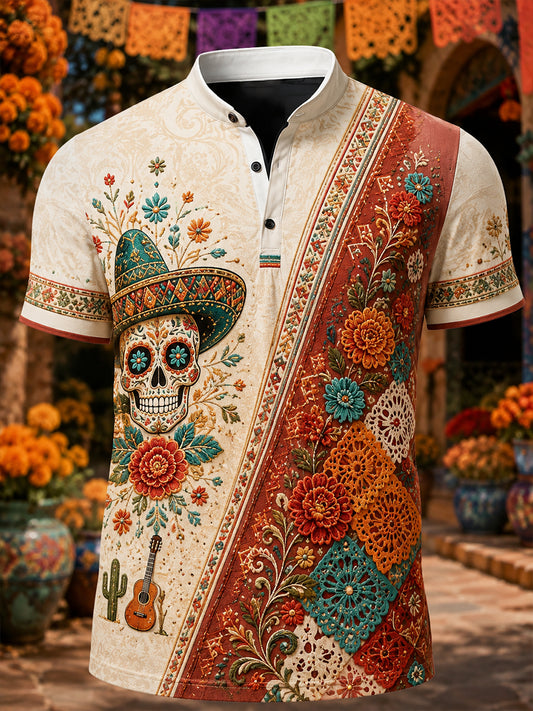 Polo de manga corta para hombre exico's Day Of The Dead