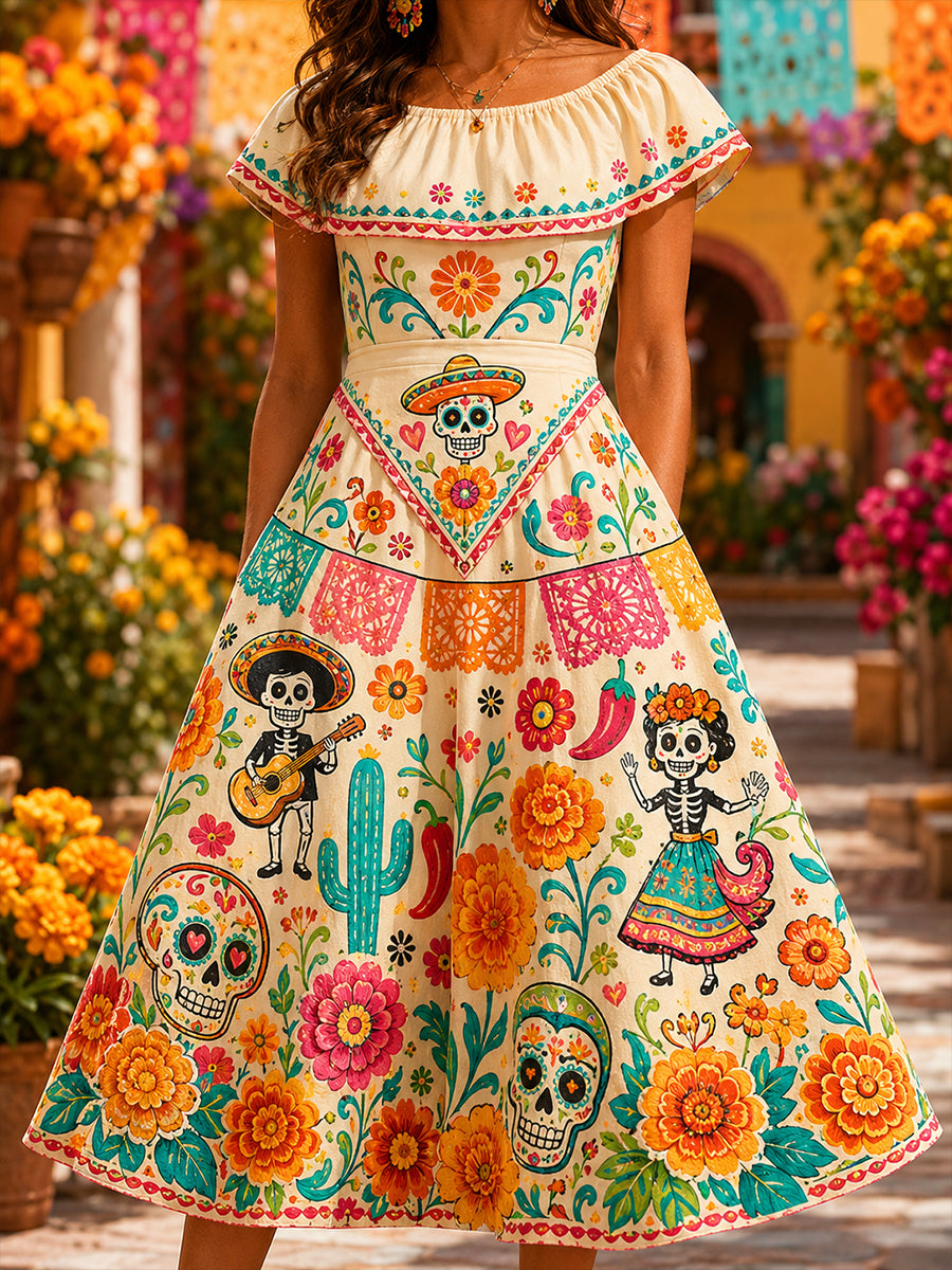 Vestido de Día de Muertos mexicano para mujer