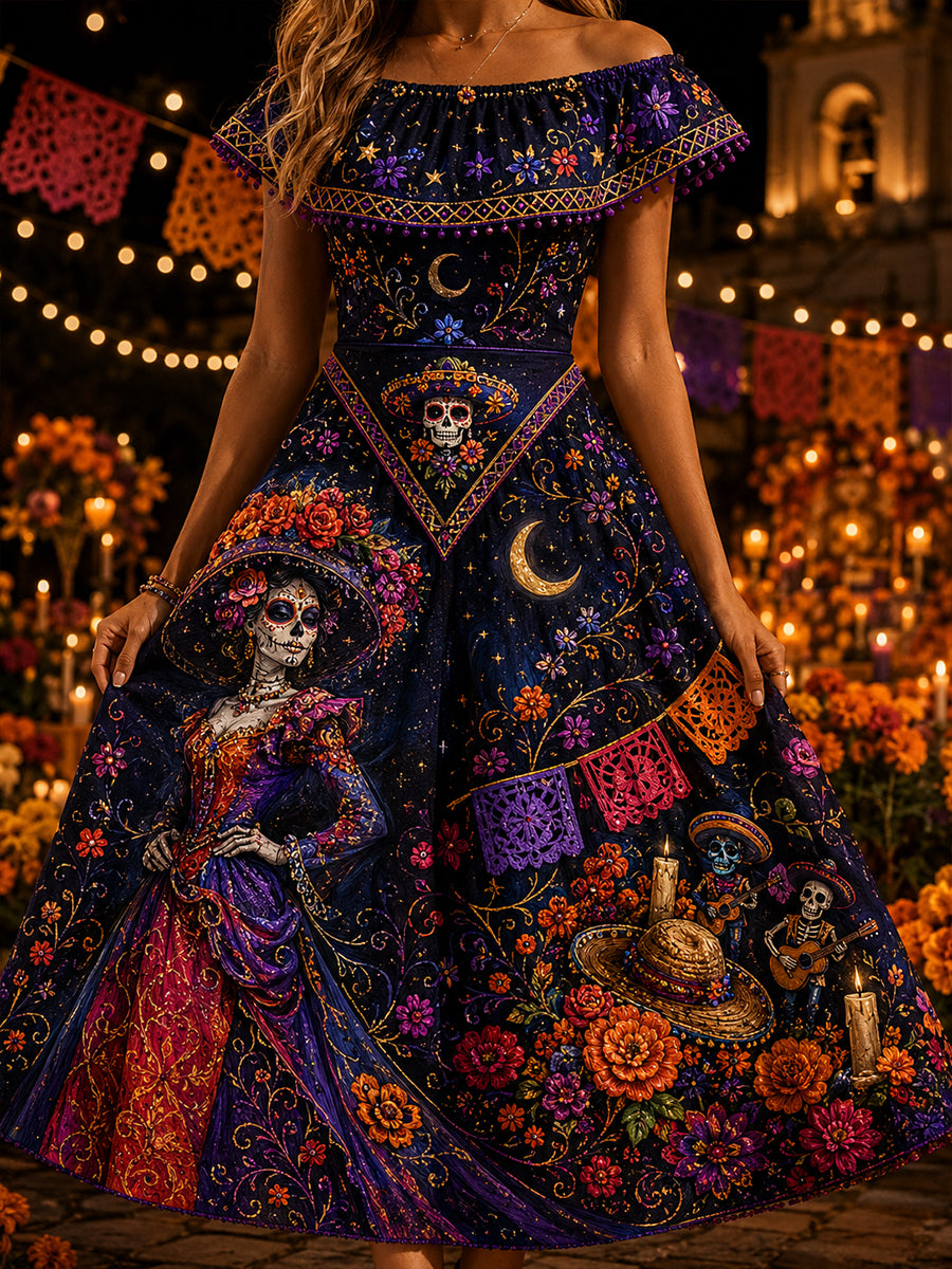 Vestido de Día de Muertos mexicano para mujer