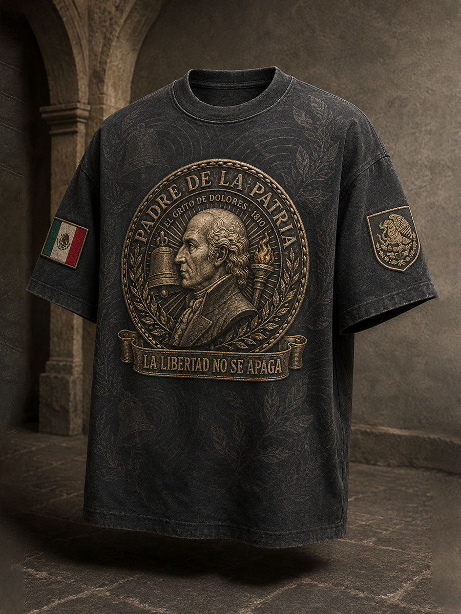 Camiseta estampada con diseño del Día de la Independencia de México de 1810 para hombre