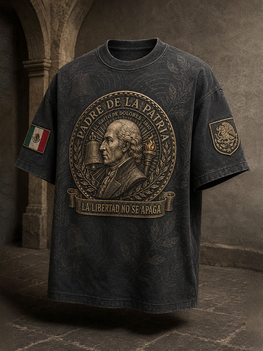 Camiseta estampada con diseño del Día de la Independencia de México de 1810 para hombre