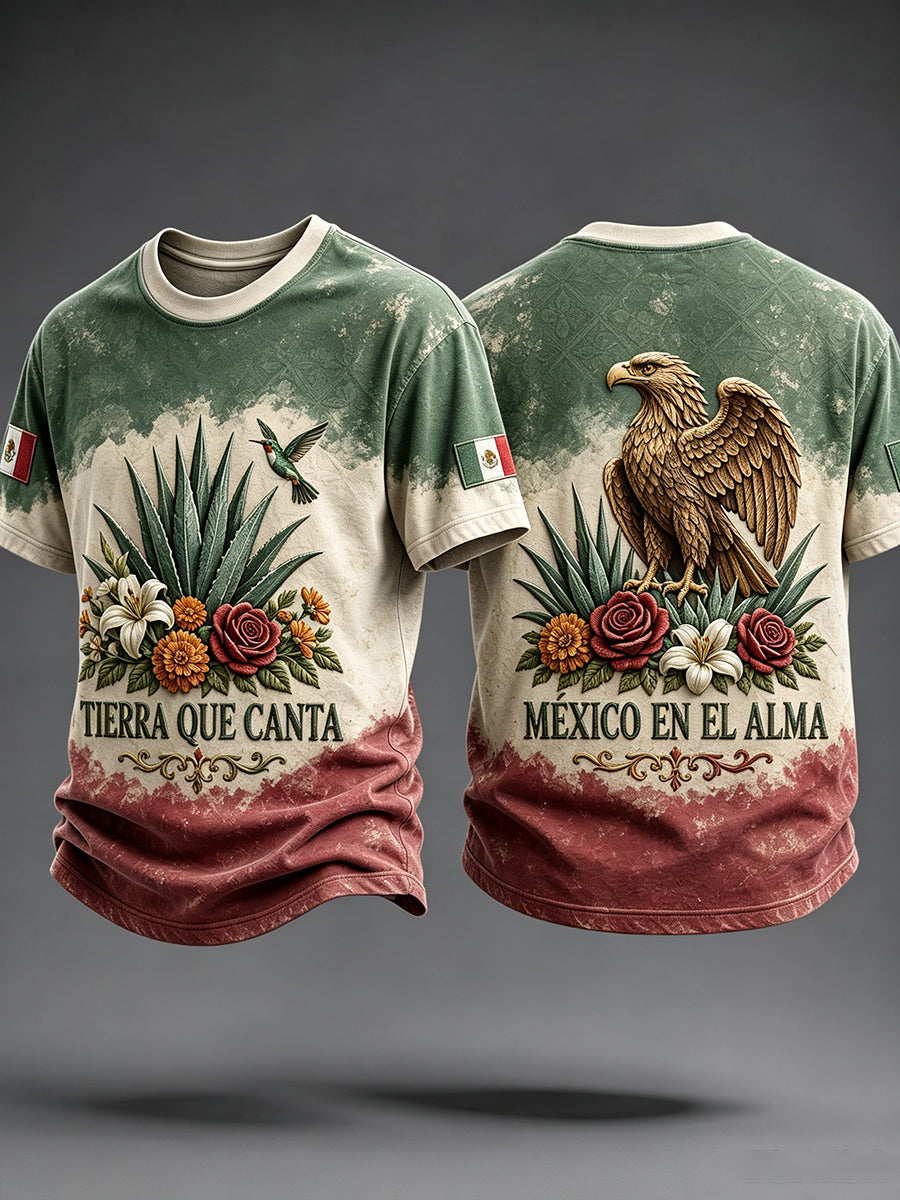 Camiseta estampada con diseño del Día de la Independencia de México para hombre