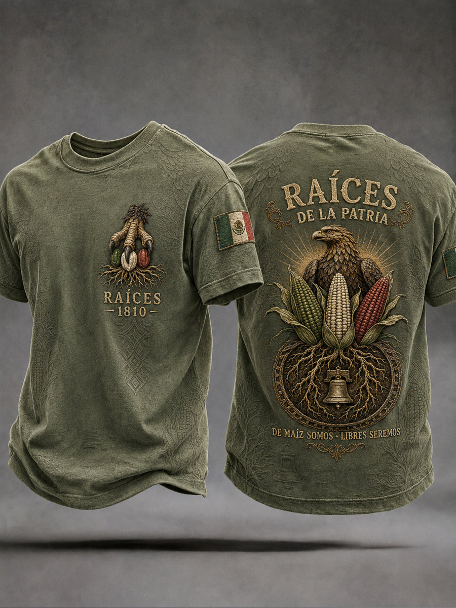 Camiseta estampada con diseño del Día de la Independencia de México para hombre