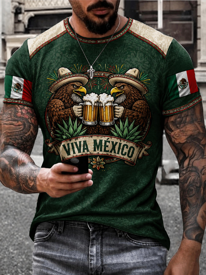 Camiseta estampada con diseño del Día de la Independencia de México para hombre