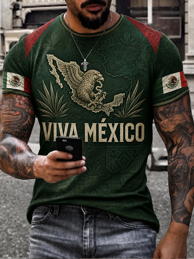 Camiseta estampada con diseño del Día de la Independencia de México para hombre
