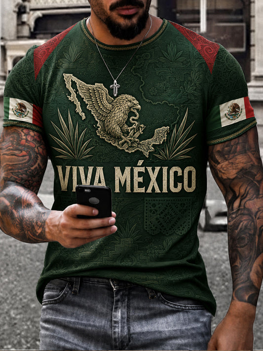 Camiseta estampada con diseño del Día de la Independencia de México para hombre