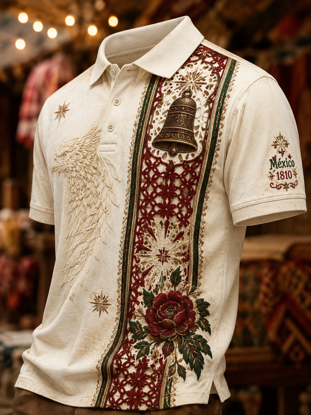 Camisa de manga corta para el Día de la Independencia de México, para hombre