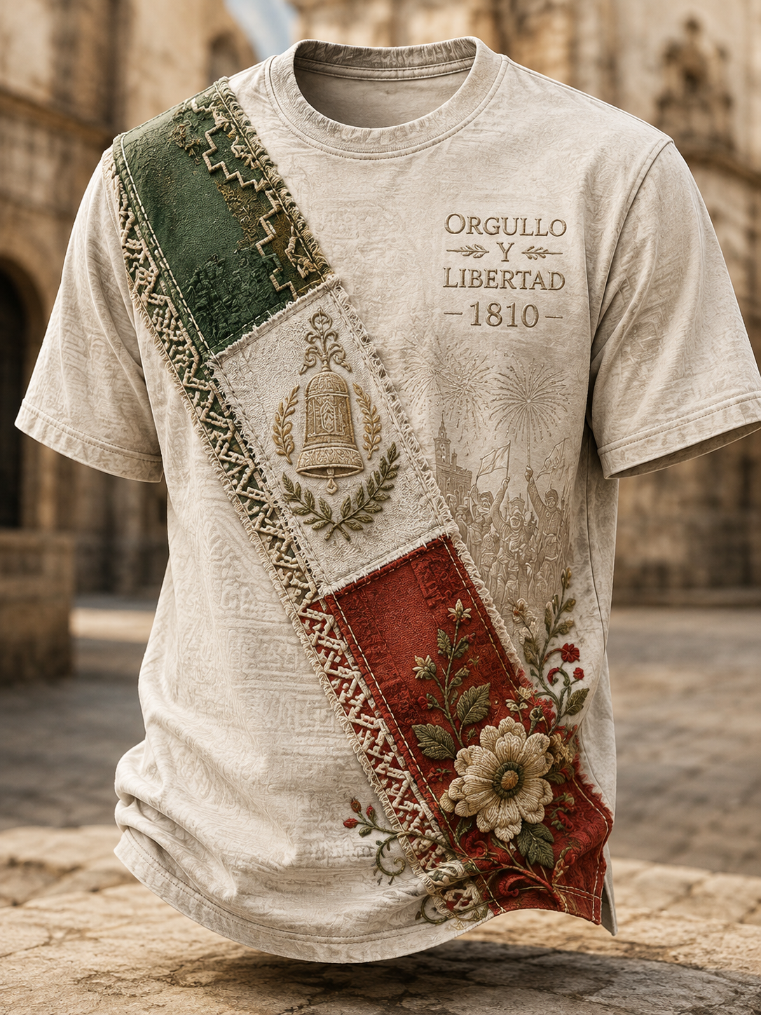 Camiseta de manga corta Día de la Independencia Mexicana para hombre