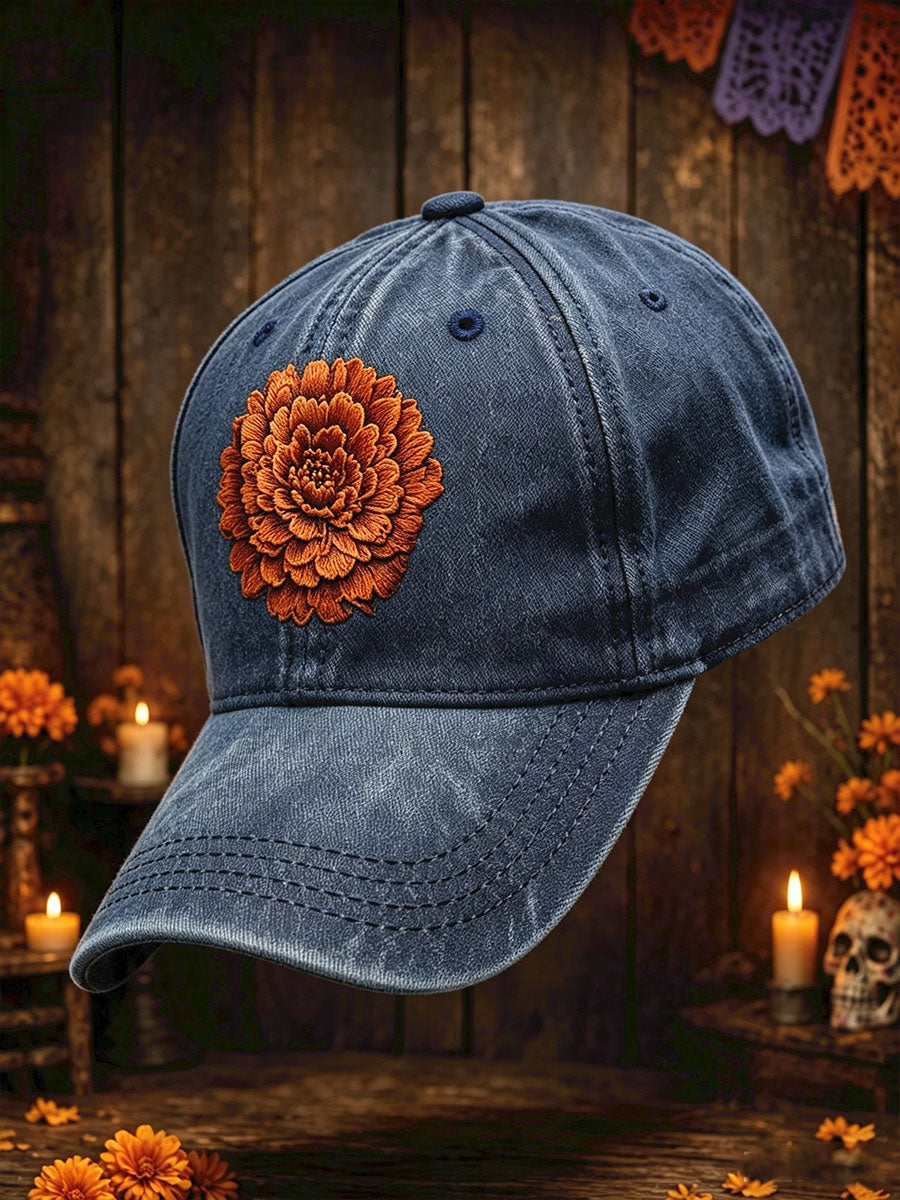 Sombrero unisex con estampado floral del Día de los Muertos mexicano