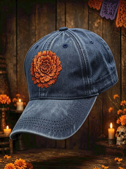 Sombrero unisex con estampado floral del Día de los Muertos mexicano