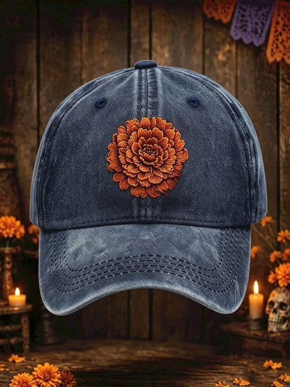 Sombrero unisex con estampado floral del Día de los Muertos mexicano