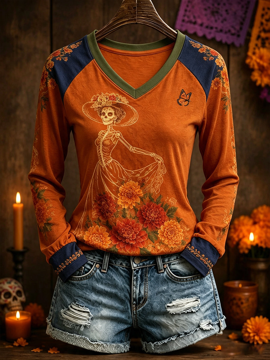 Día de México de las mujeres del arte floral muerto impreso sudadera
