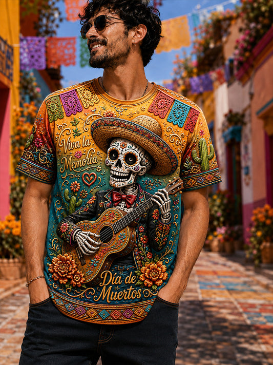El día de México de los hombres de las mangas cortas muertas T-Shirt
