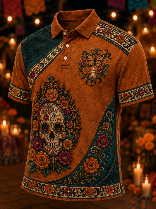 Camiseta de manga corta para hombres con diseño del Día de los Muertos