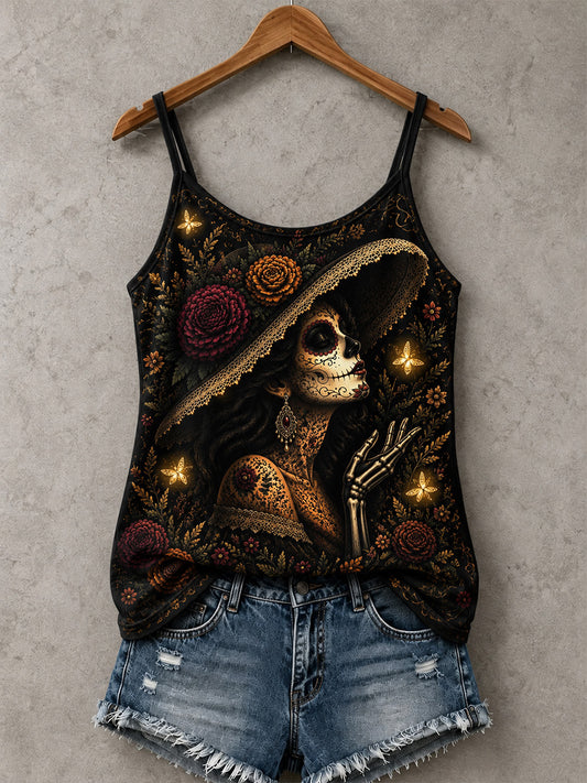 Chalecos informales con estampado de calavera del Día de la Muerta para mujer
