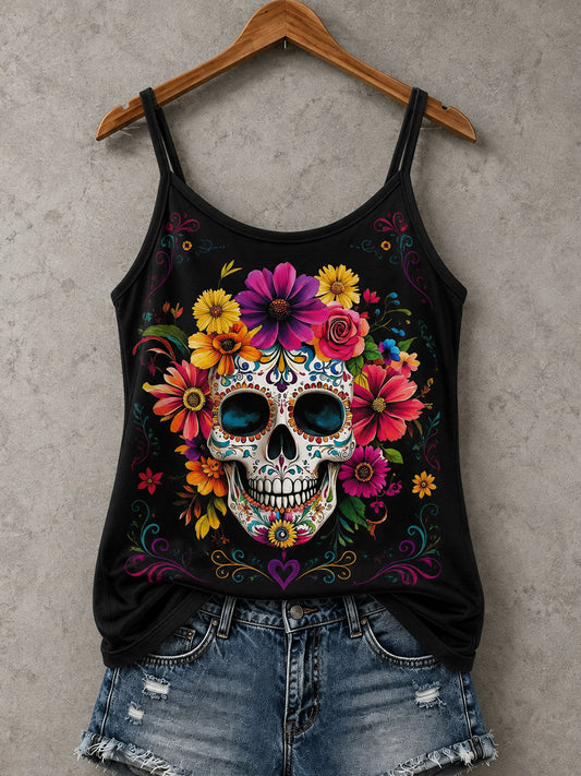 Chalecos casuales con estampado de calavera de día de los muertos para mujer