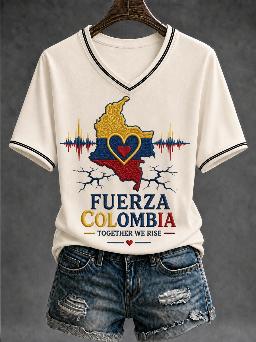 Camiseta manga corta Colombia Strong Pray For Colombia de mujer