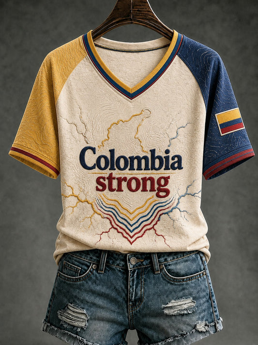 Camiseta estampada Colombia Strong de mujer