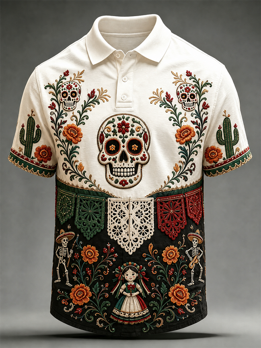 Camiseta de manga corta para hombres con diseño del Día de los Muertos