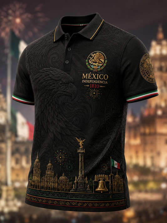 Camisa de manga corta para el Día de la Independencia de México, para hombre