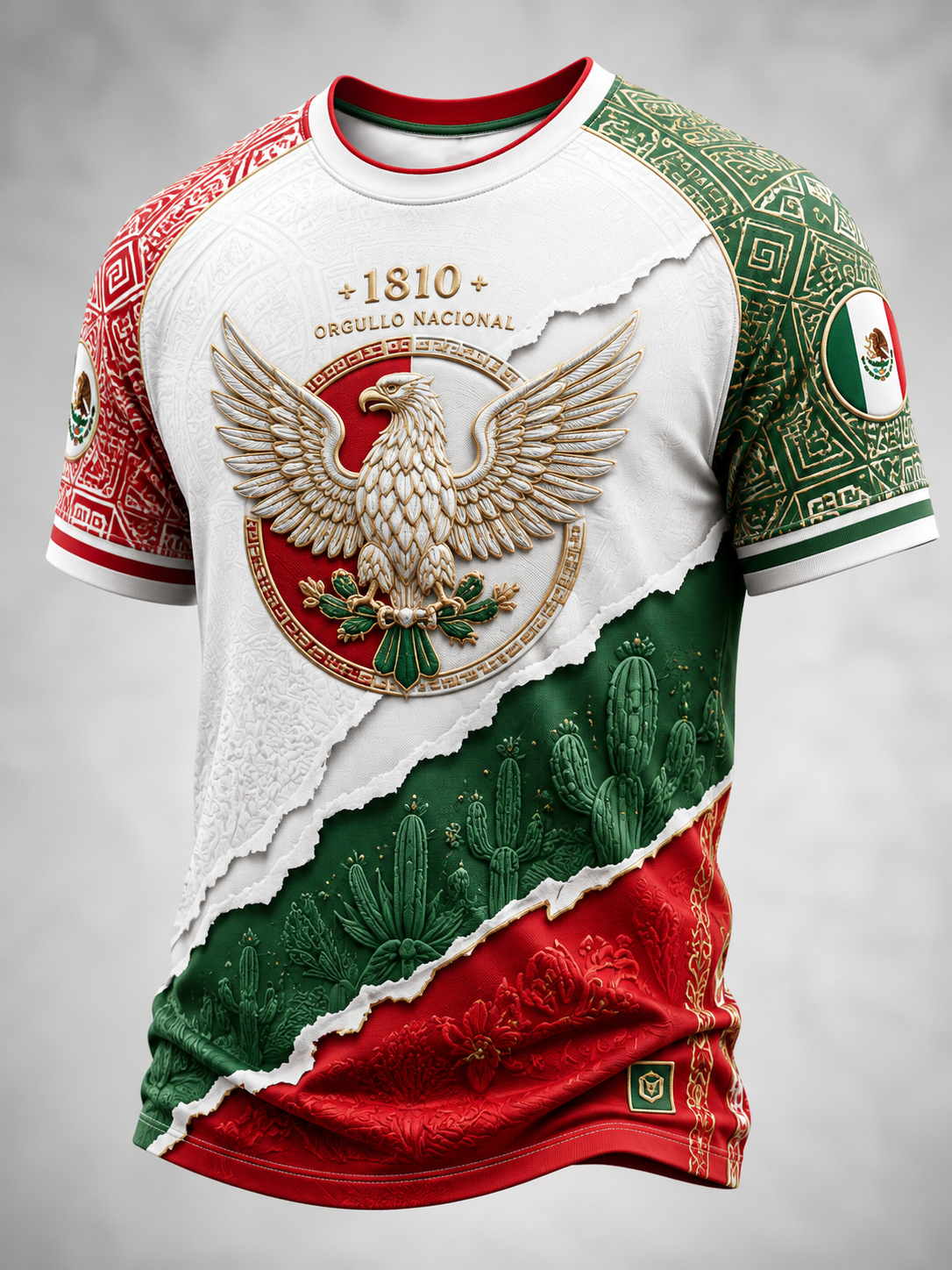 Camiseta de manga corta para el Día de la Independencia de México, para hombre